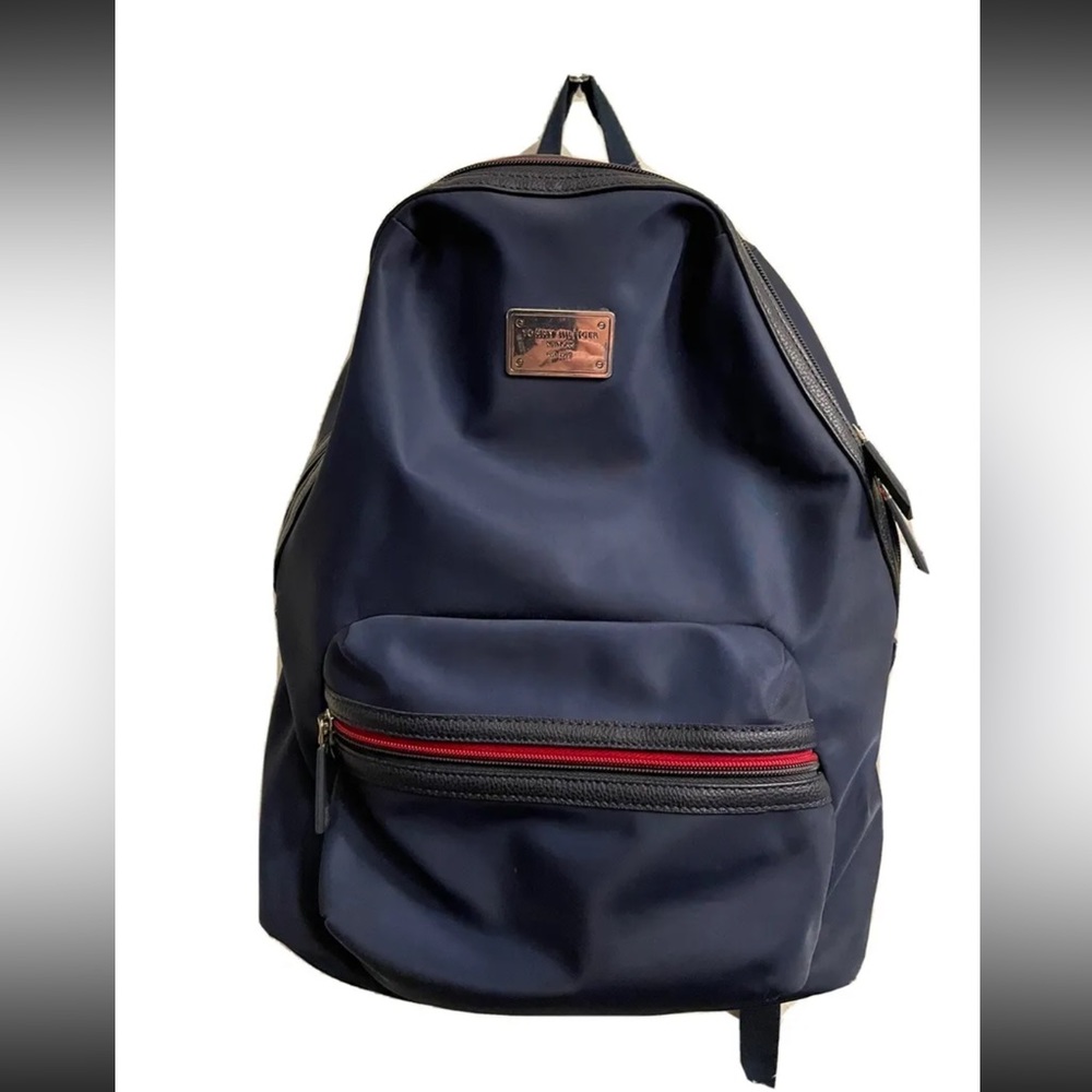 Tommy Hilfiger Blue Nylon Backpack Bag Laptop Holder Preowned